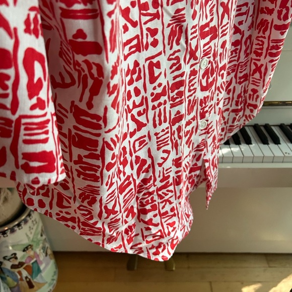 Vibrant Red and White Women's Blouse L - Picture 12 of 16